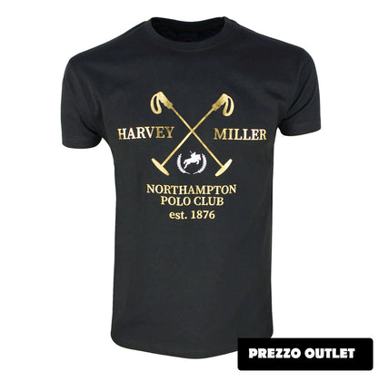 Maglietta a maniche corte HARVEY MILLER-POLO CLUB BIANCO NERO XL XXL