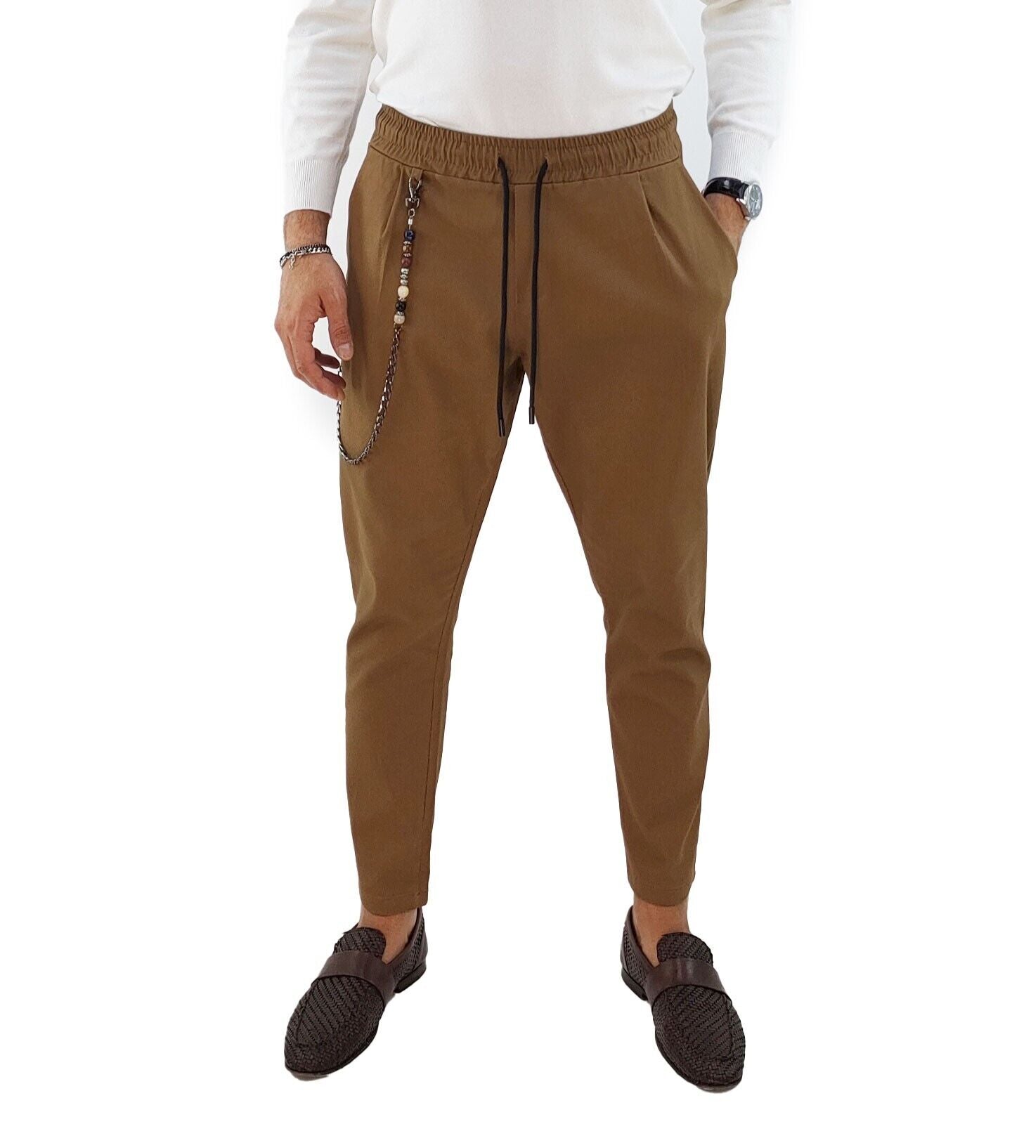 Pantalone uomo con pinces invernale elastico in vita solo 44 46