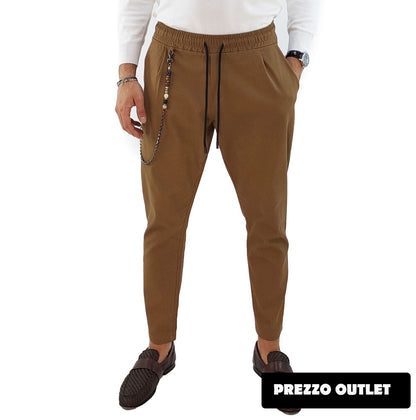 Pantalone uomo con pinces invernale elastico in vita solo 44 46