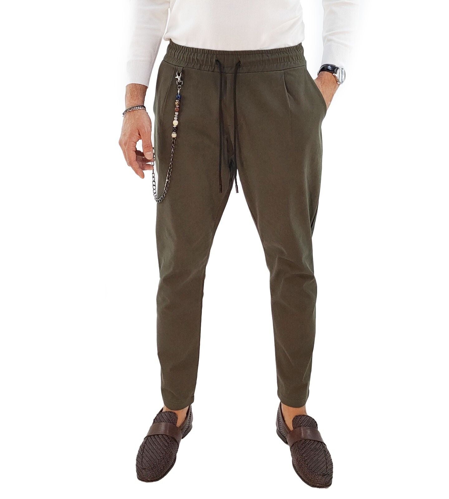 Pantalone uomo con pinces invernale elastico in vita solo 44 46