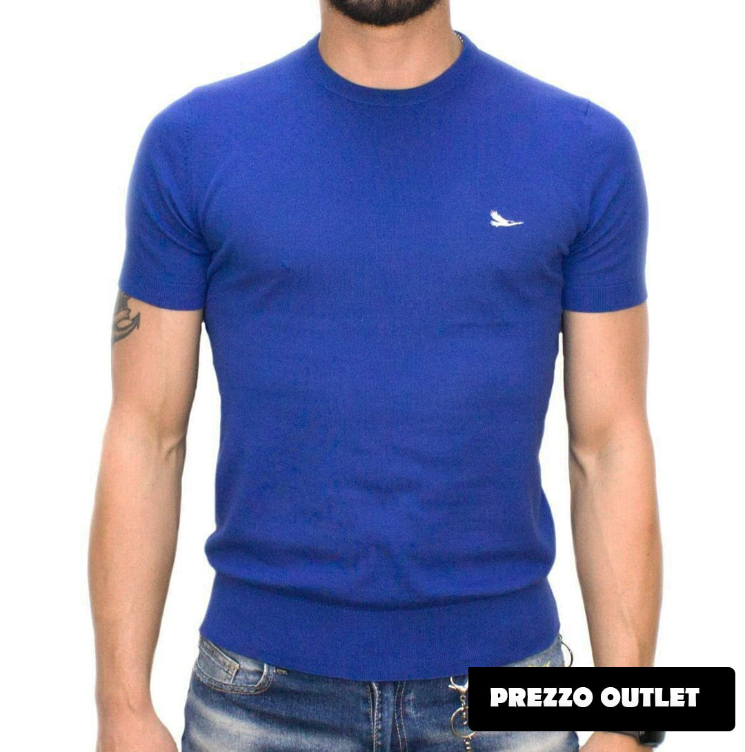 T-shirt Uomo in Cotone Sottile Manica Corta XL Blu scuro e Royal