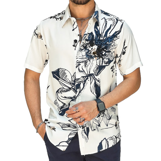 Camicia Uomo a Manica Corta Fantasia Floreale – RDV Abbigliamento