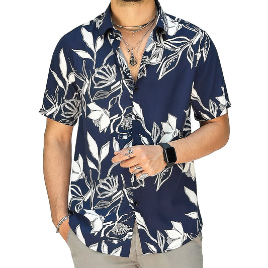 Camicia Uomo a Manica Corta Fantasia Floreale – RDV Abbigliamento