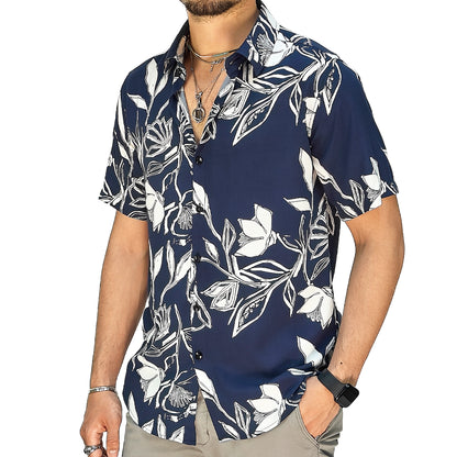 Camicia Uomo a Manica Corta Fantasia Floreale – RDV Abbigliamento