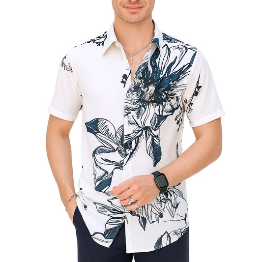 Camicia Uomo a Manica Corta Fantasia Floreale – RDV Abbigliamento