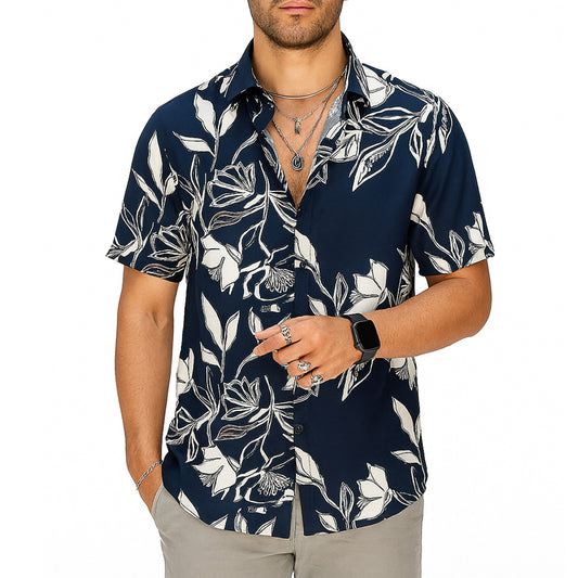 Camicia Uomo a Manica Corta Fantasia Floreale – RDV Abbigliamento