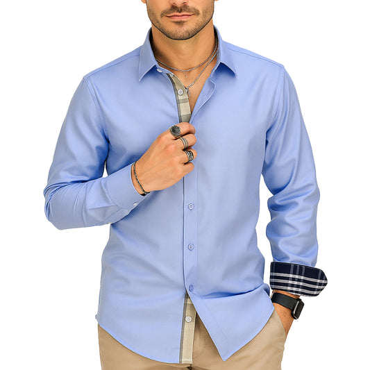 Camicia Uomo Slim Fit in Cotone Oxford - Celeste Elegante