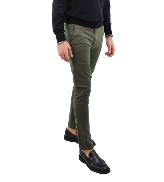 Pantalone Chino Uomo Tasca a Filetto colore Verde