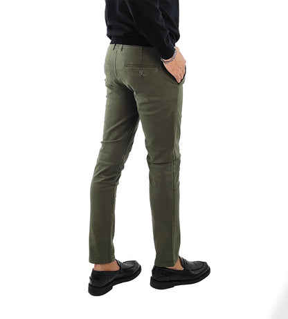 Pantalone Chino Uomo Tasca a Filetto colore Verde