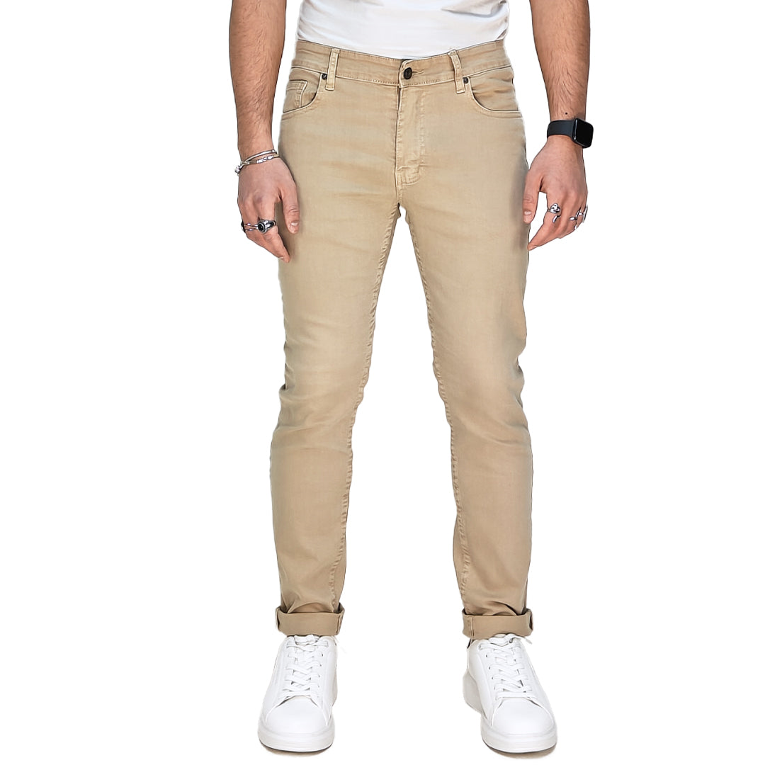 Jeans Uomo Colorato Beige Semi Slim Fit – RDV Abbigliamento