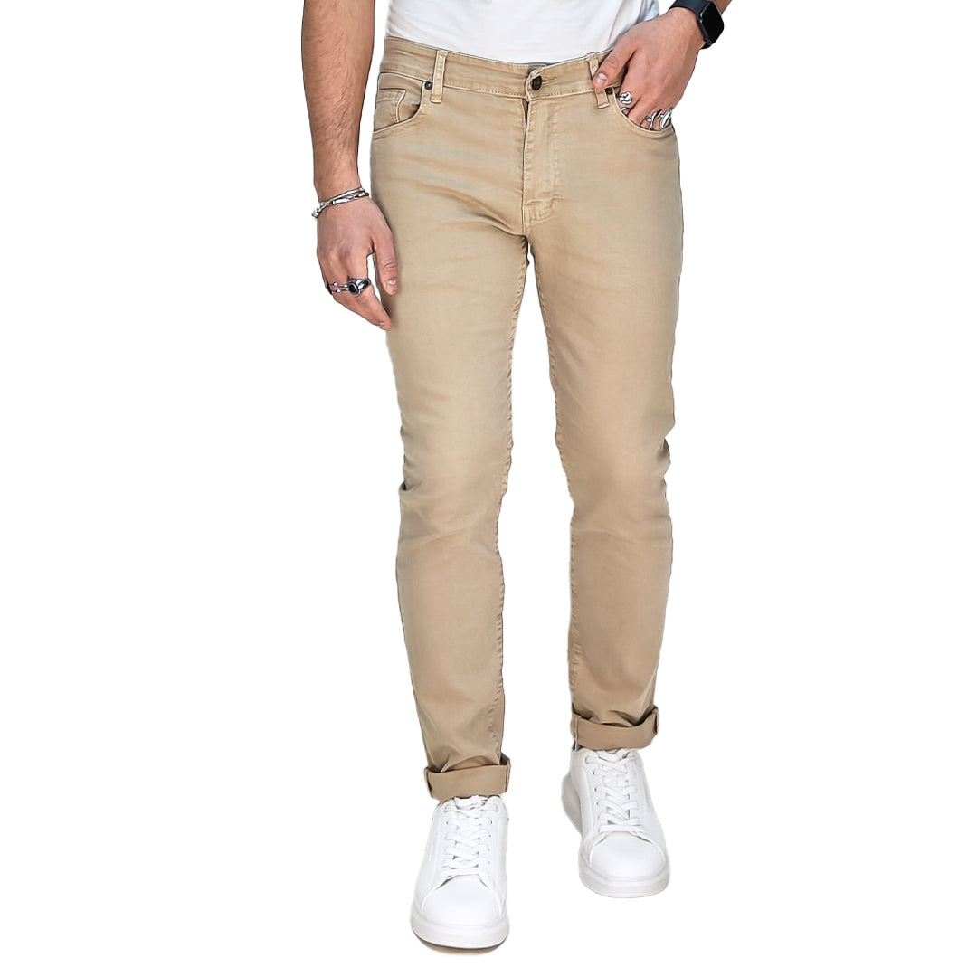 Jeans Uomo Colorato Beige Semi Slim Fit – RDV Abbigliamento