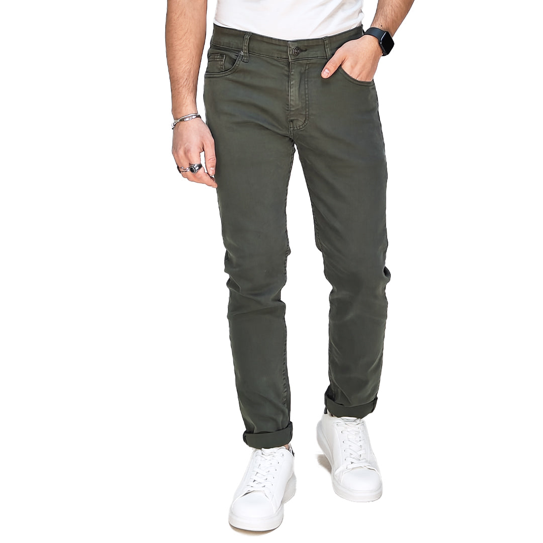 Jeans Uomo Colorato Verde Semi Slim Fit – RDV Abbigliamento