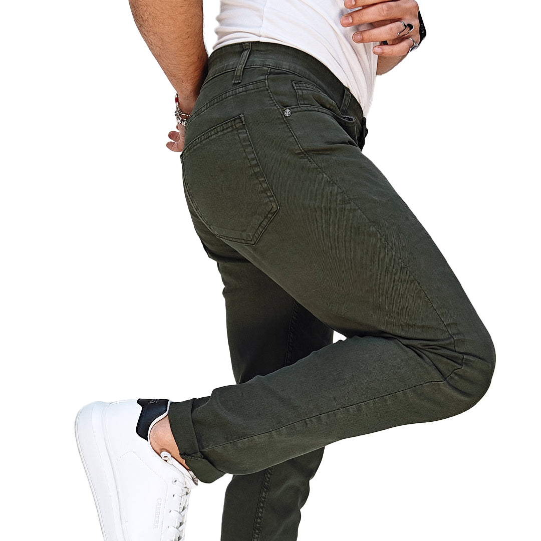 Jeans Uomo Colorato Verde Semi Slim Fit – RDV Abbigliamento