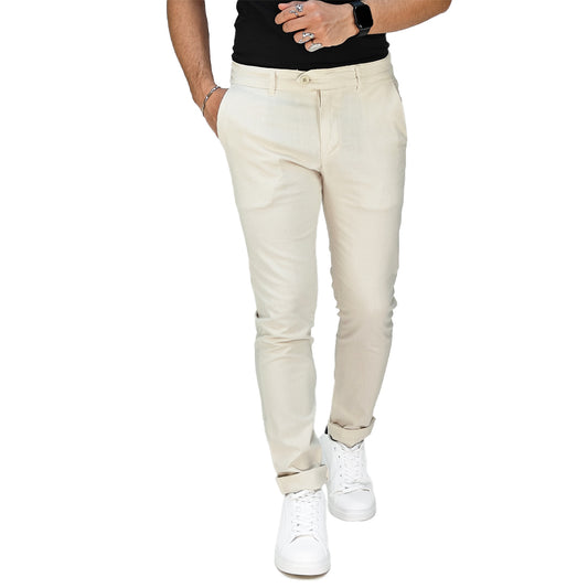 Pantalone Uomo Slim Fit in Cotone con Effetto Lino – RDV