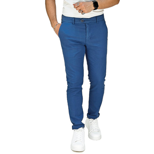 Pantalone Uomo Slim Fit in Cotone con Effetto Lino – RDV