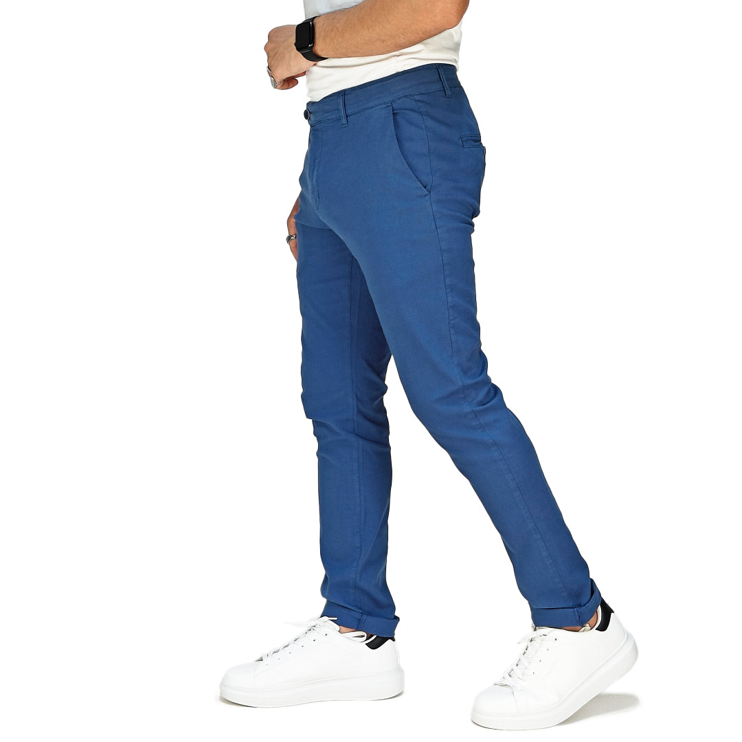 Pantalone Uomo Slim Fit in Cotone con Effetto Lino – RDV