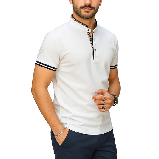 Polo Uomo colletto alla Coreana slim fit colore Blu notte