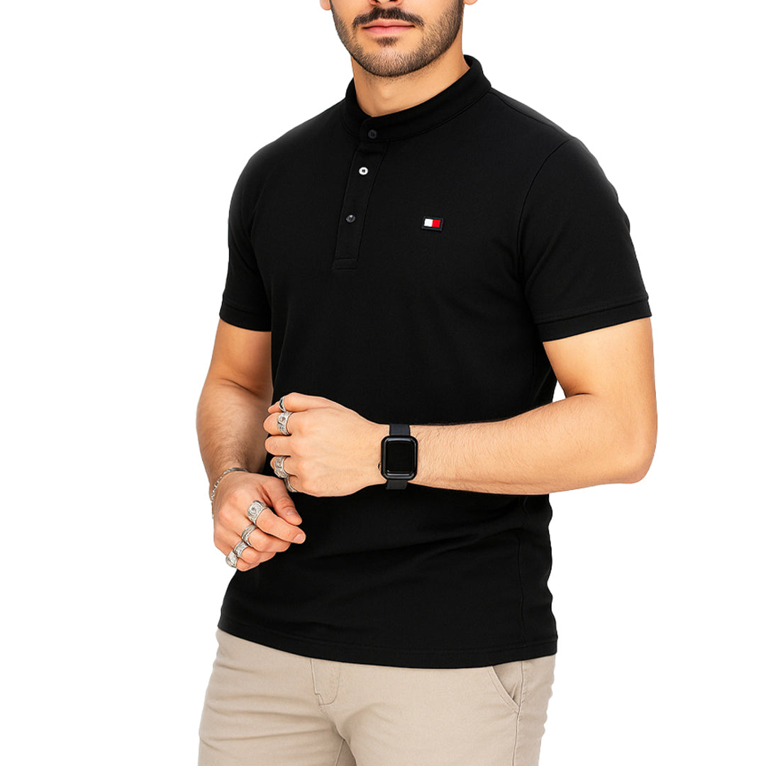 Polo Uomo Manica Corta con Colletto Coreana – Tessuto Traspirante Elasticizzato