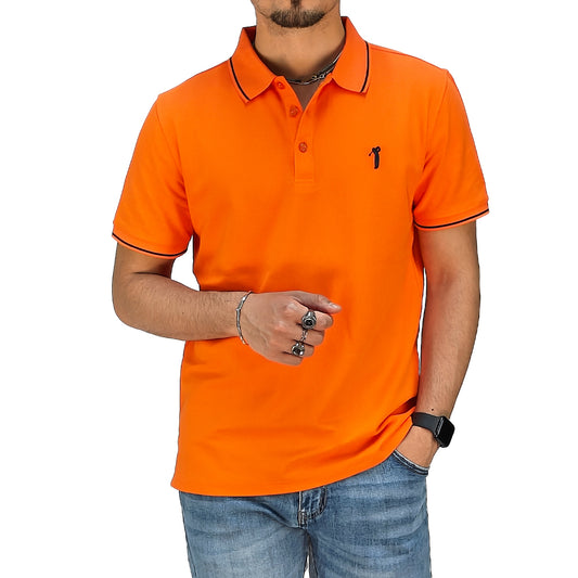 Polo Uomo Manica Corta in Piquet Arancio Fluo – RDV Abbigliamento