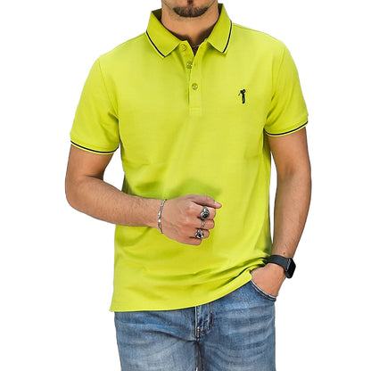 Polo Uomo Manica Corta in Piquet Verde Fluo – RDV Abbigliamento