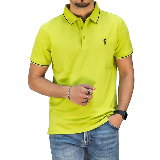 Polo Uomo Manica Corta in Piquet Verde Fluo – RDV Abbigliamento
