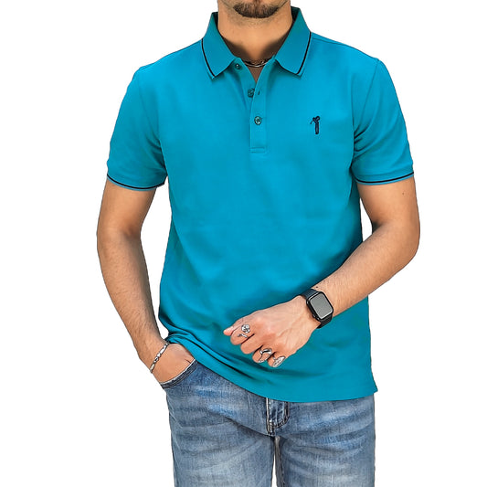 Polo Uomo Manica Corta in Piquet Turchese Intenso – RDV Abbigliamento