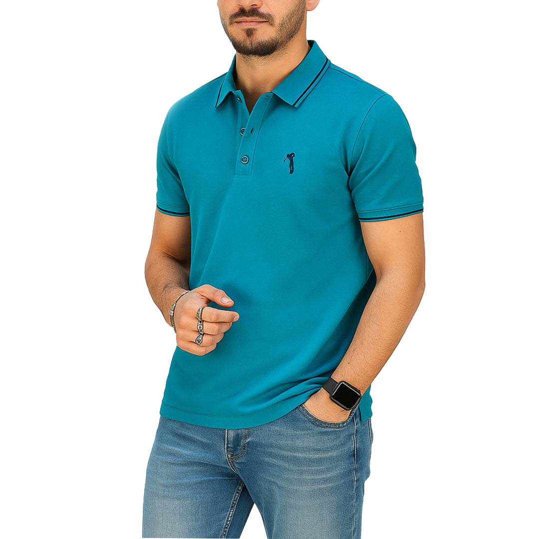 Polo Uomo Manica Corta in Piquet Turchese Intenso – RDV Abbigliamento