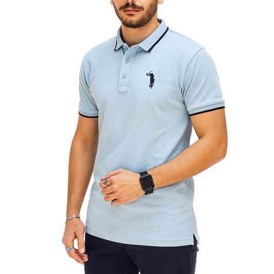 Polo Uomo Manica Corta in Piquet Celeste – RDV Abbigliamento