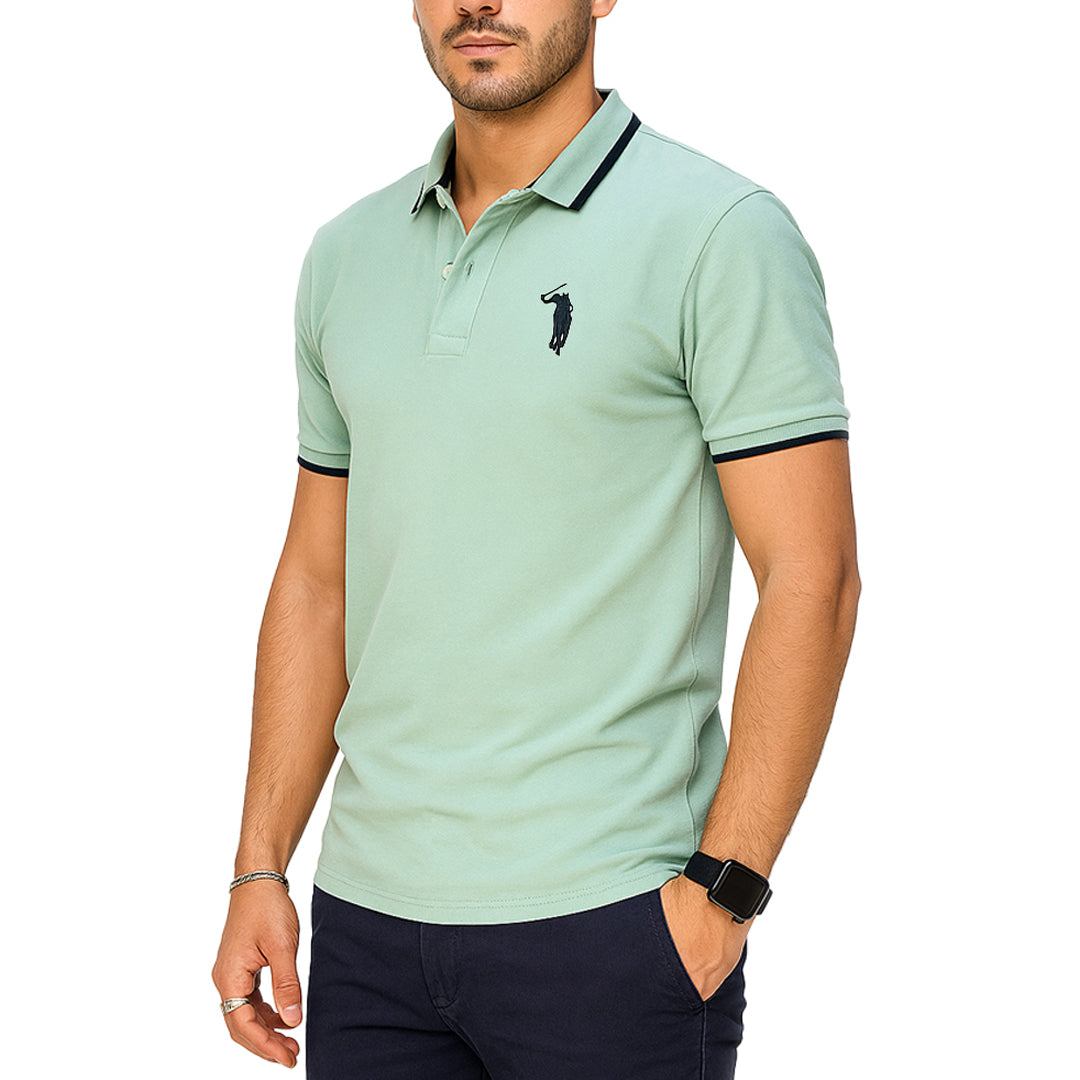 Polo Uomo Manica Corta in Piquet Celeste – RDV Abbigliamento