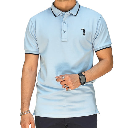 Polo Uomo Manica Corta in Piquet Celeste – RDV Abbigliamento
