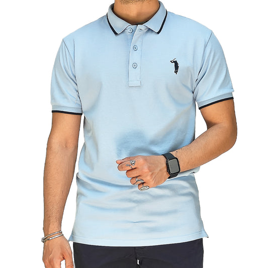 Polo Uomo Manica Corta in Piquet Celeste – RDV Abbigliamento