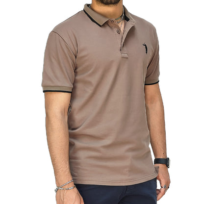 Polo Uomo Manica Corta in Piquet Tabacco – RDV Abbigliamento