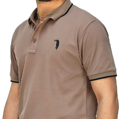Polo Uomo Manica Corta in Piquet Tabacco – RDV Abbigliamento