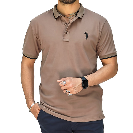 Polo Uomo Manica Corta in Piquet Tabacco – RDV Abbigliamento