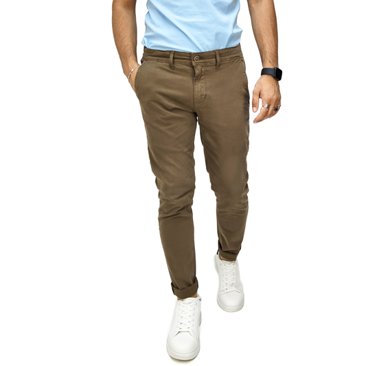 Pantaloni Chino Uomo Cotone Autunnale