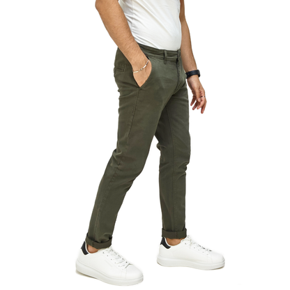 Pantaloni Chino Uomo Cotone Autunnale