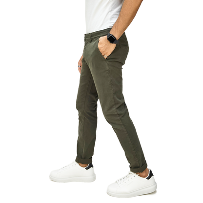 Pantaloni Chino Uomo Cotone Autunnale