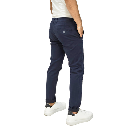 Pantaloni Chino Uomo Cotone Autunnale Blu