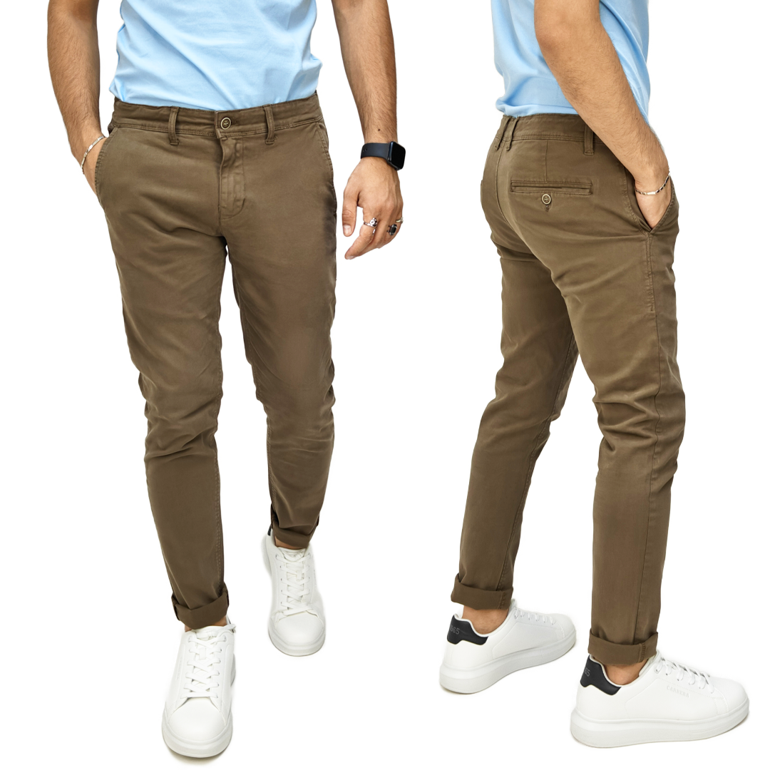 Pantaloni Chino Uomo Cotone Autunnale