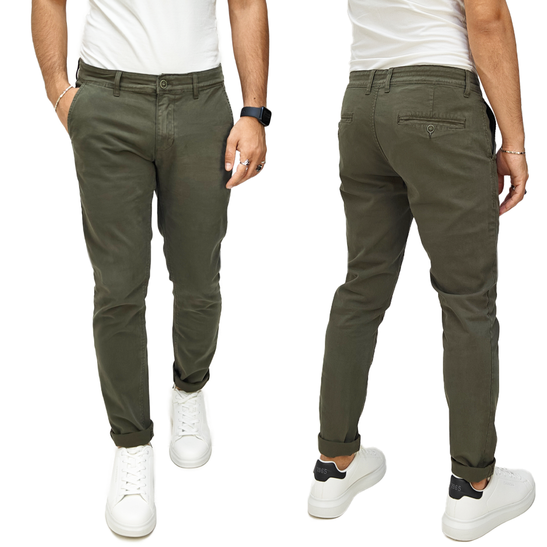 Pantaloni Chino Uomo Cotone Autunnale