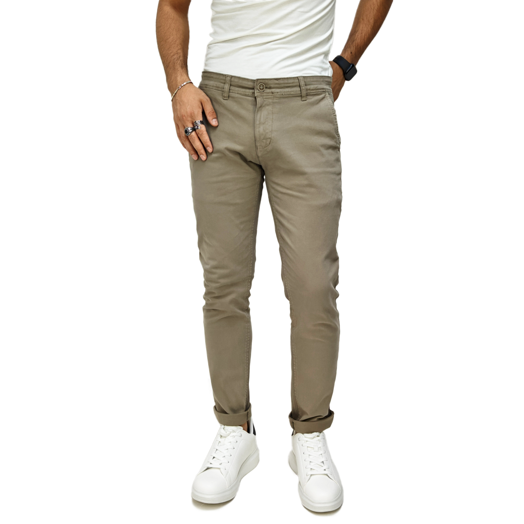 Pantaloni Chino Uomo Cotone Autunnale