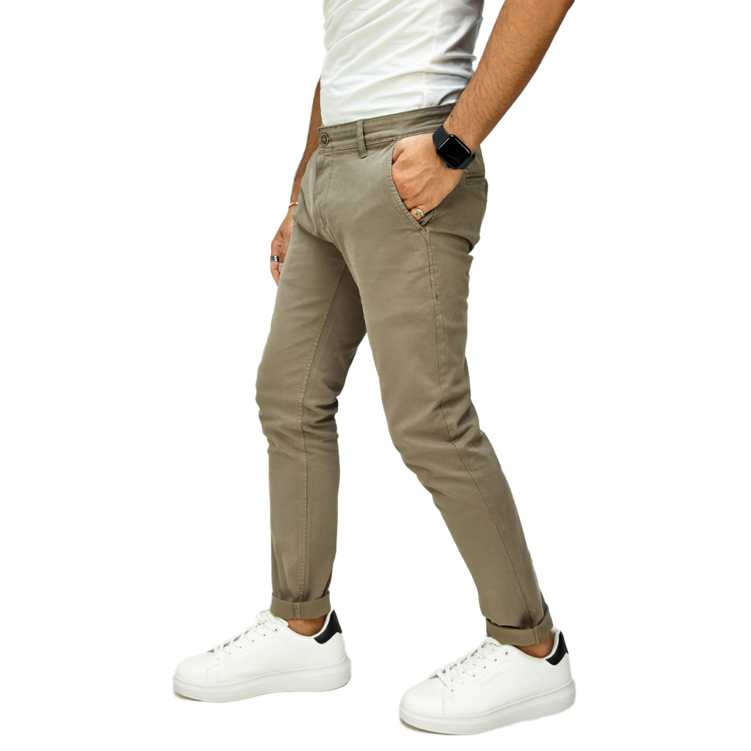 Pantaloni Chino Uomo Cotone Autunnale