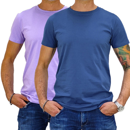 2 T-shirt manica corta slim fit Glicine Lavagna