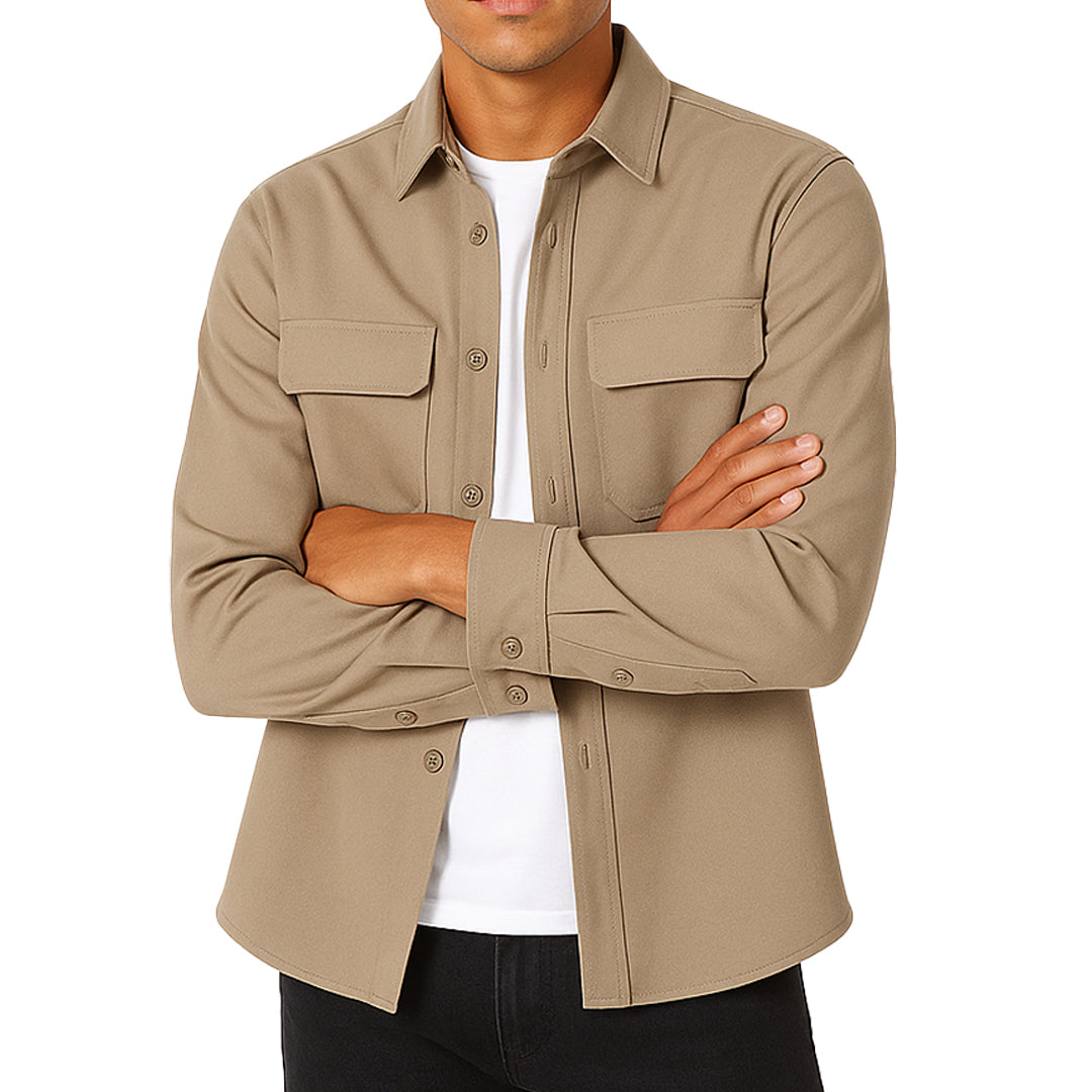Camicia Invernale Uomo Beige in Stile Giacca
