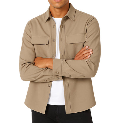 Camicia Invernale Uomo Beige in Stile Giacca