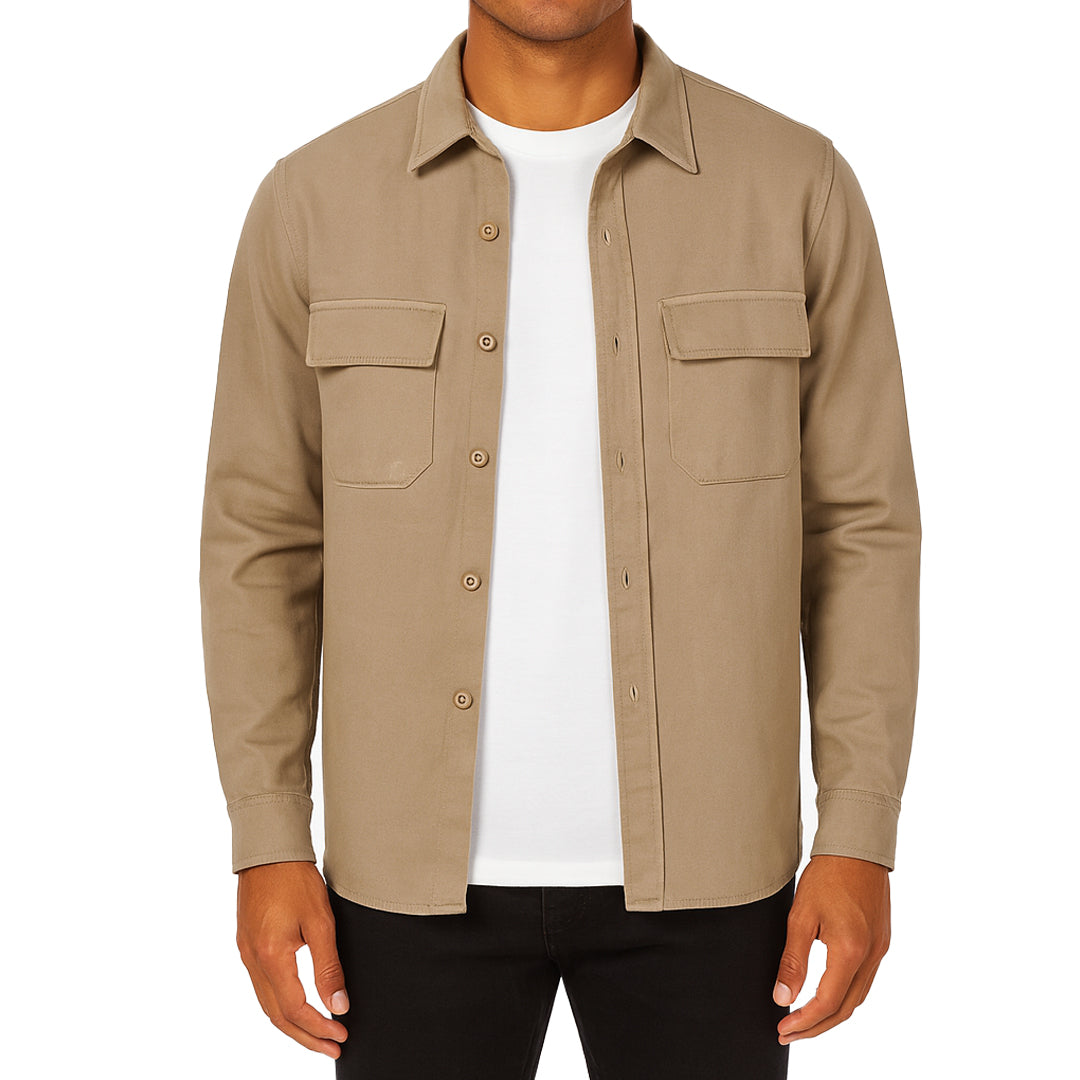 Camicia Invernale Uomo Beige in Stile Giacca