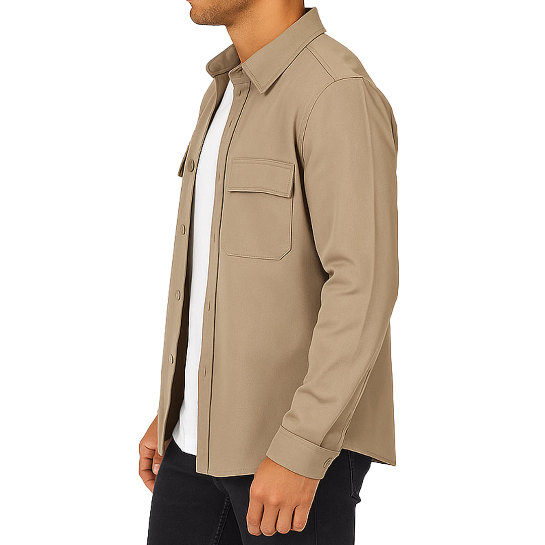 Camicia Invernale Uomo Beige in Stile Giacca