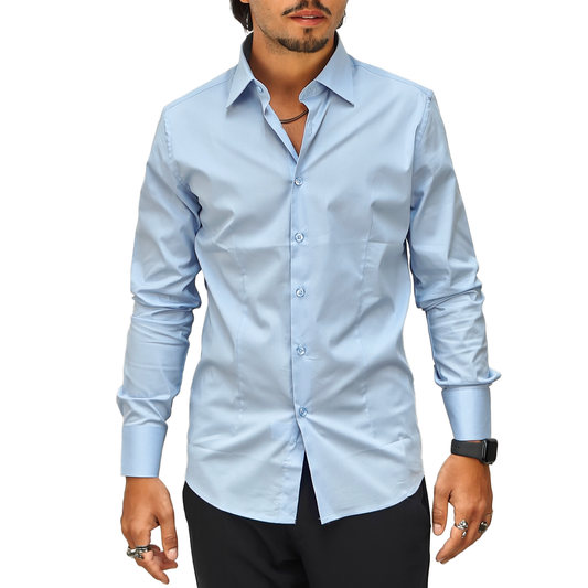 Camicia Uomo collo classico, slim fit colore celeste