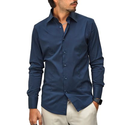 Camicia Uomo collo classico, slim fit colore blu