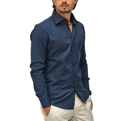 Camicia Uomo collo classico, slim fit colore blu